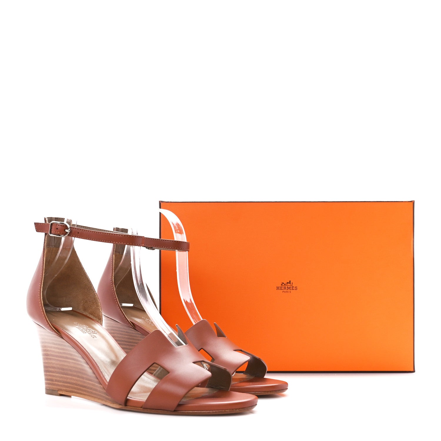 Hermes Calfskin Legend Wedge Sandals 39 Gold 9 of 9