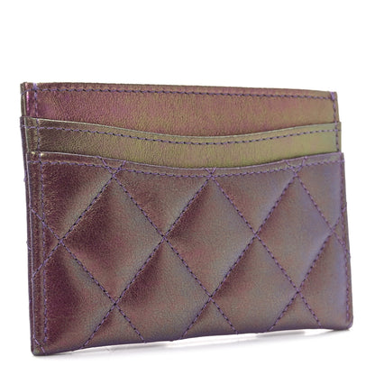 Chanel Iridescent Lambskin Quilted Card Holder Purple 3 of 11