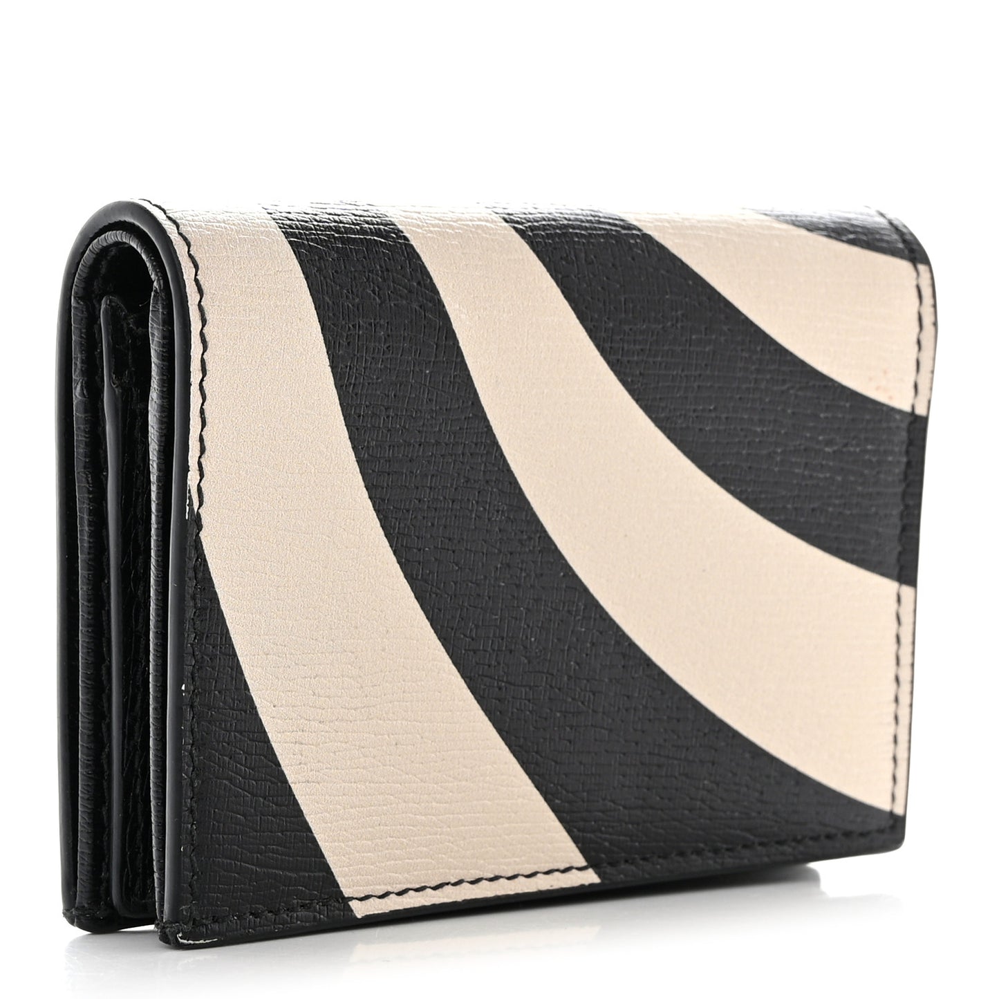 Textured Calfskin Double G Strawberry Card Case Black White