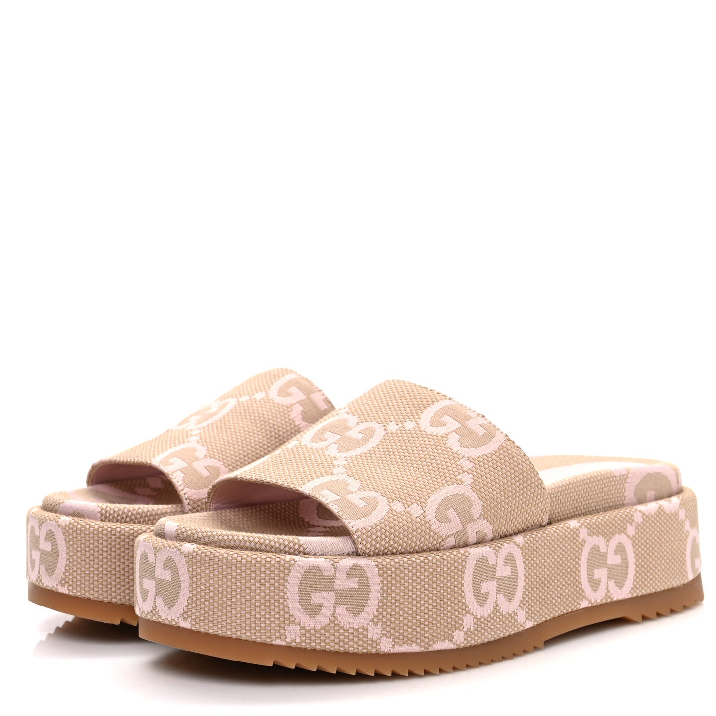 Monogram Jumbo GG Angelina Platform 55mm Slide Sandals 37 Beige Perfect Pink