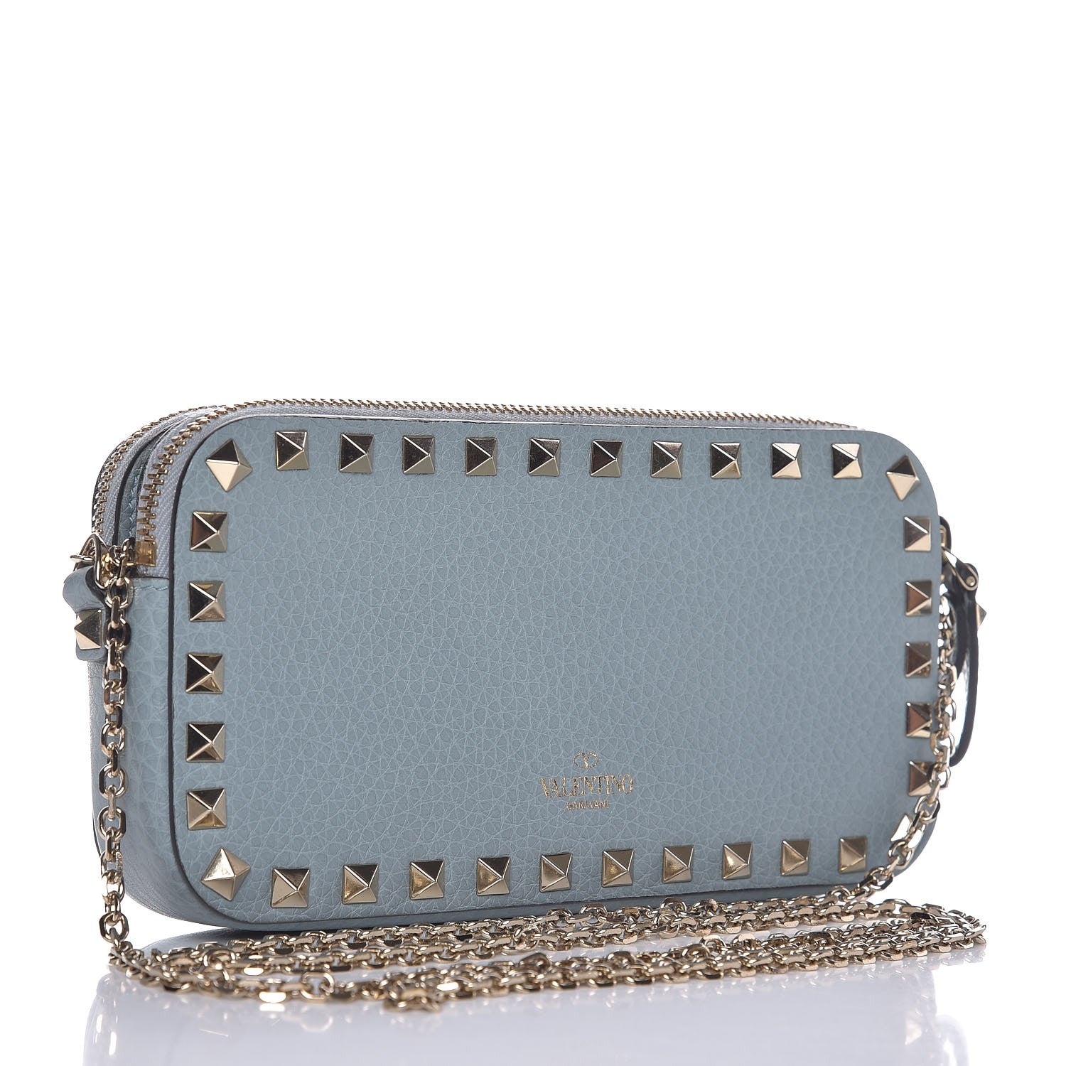 Valentino Garavani Pebbled Calfskin Rockstud Double Zip Camera Crossbody Bag Nube 3 of 7