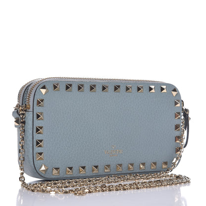 Valentino Garavani Pebbled Calfskin Rockstud Double Zip Camera Crossbody Bag Nube 3 of 7
