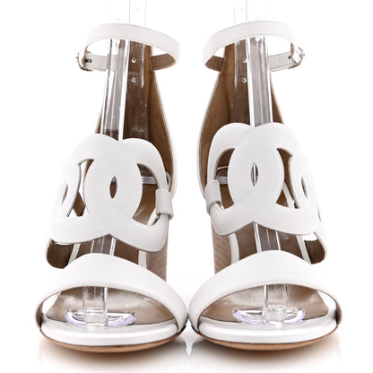 Hermes Nappa Brisbane Wedge Sandals 37 White 3 of 12