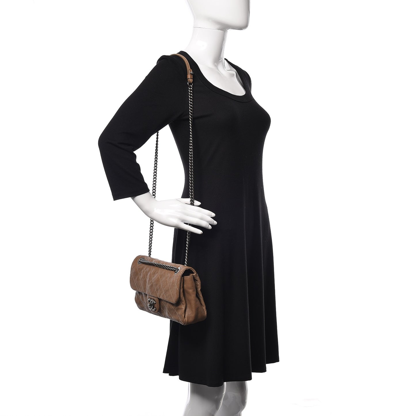 Caviar Quilted Medium Simply CC Flap Brown