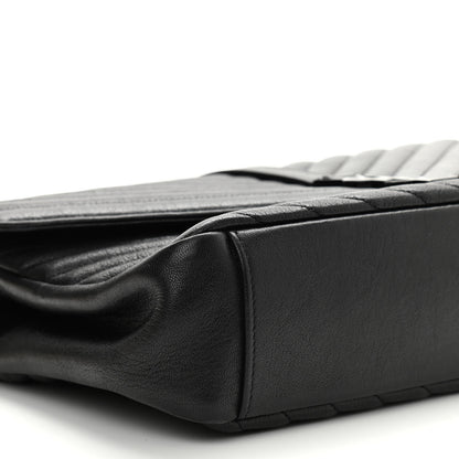 Saint Laurent Sheepskin Matelasse Chevron Monogram Monochrome Large College Satchel Black 8 of 9
