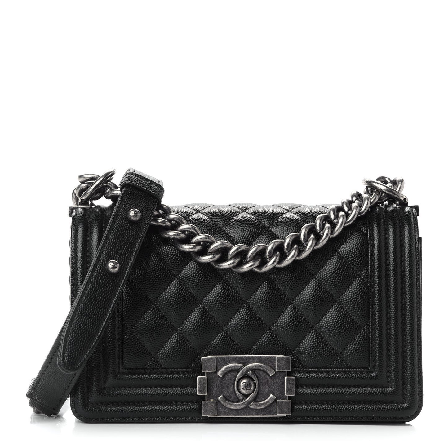Caviar Quilted Small Boy Flap Black