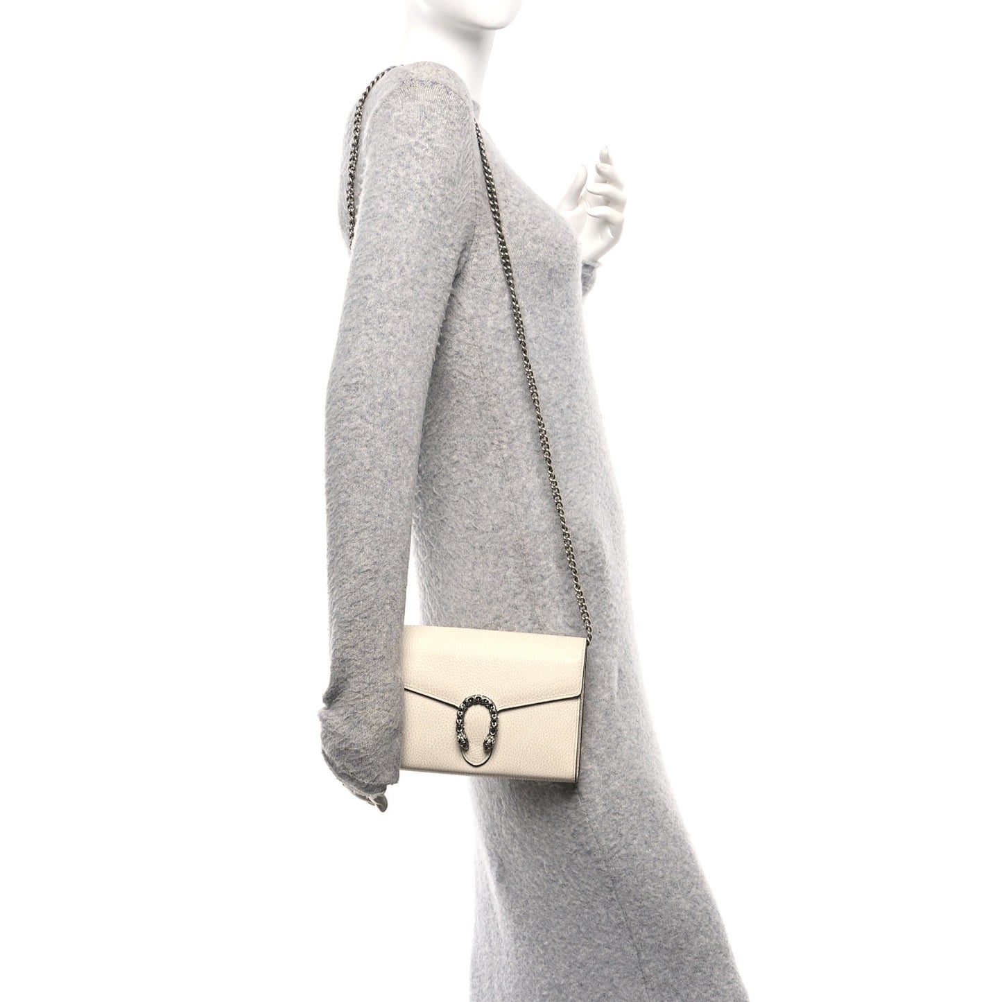 Calfskin Mini Dionysus Chain Wallet White