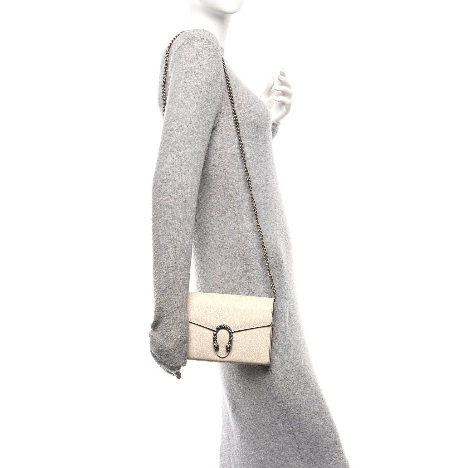 Gucci Calfskin Mini Dionysus Chain Wallet White 3 of 25