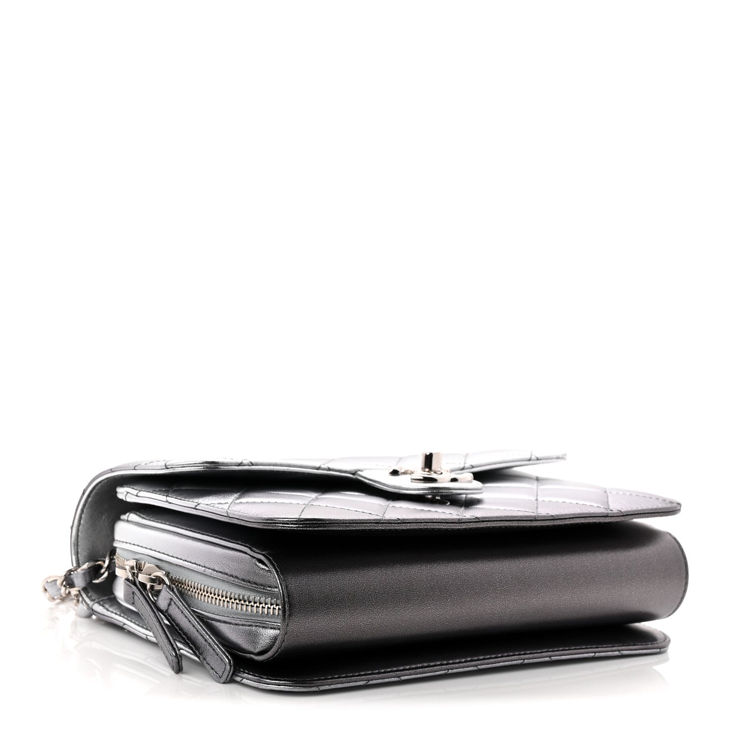 Metallic Lambskin Large Like A Wallet Flap Silver