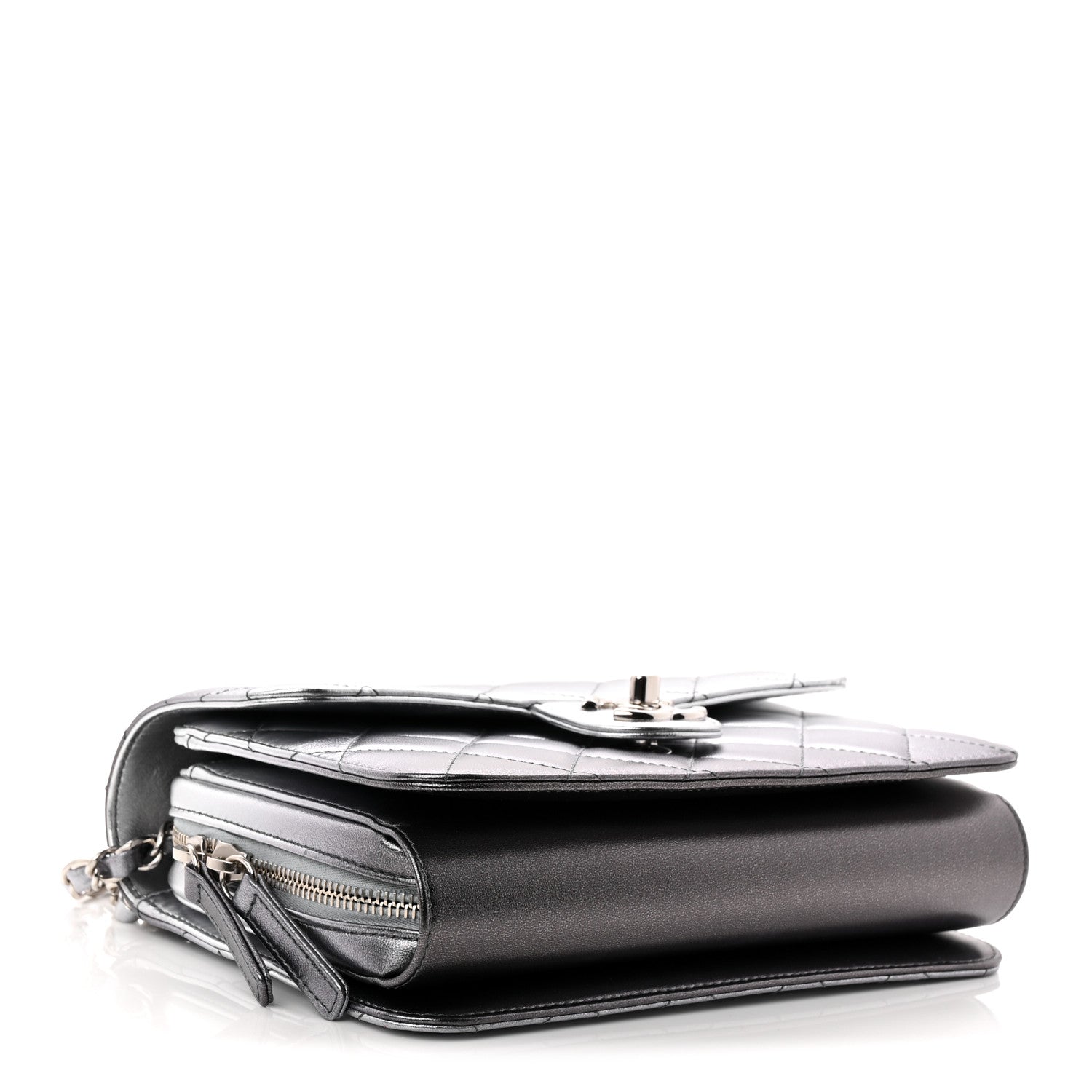 Chanel Metallic Lambskin Large Like A Wallet Flap Silver 4 of 11