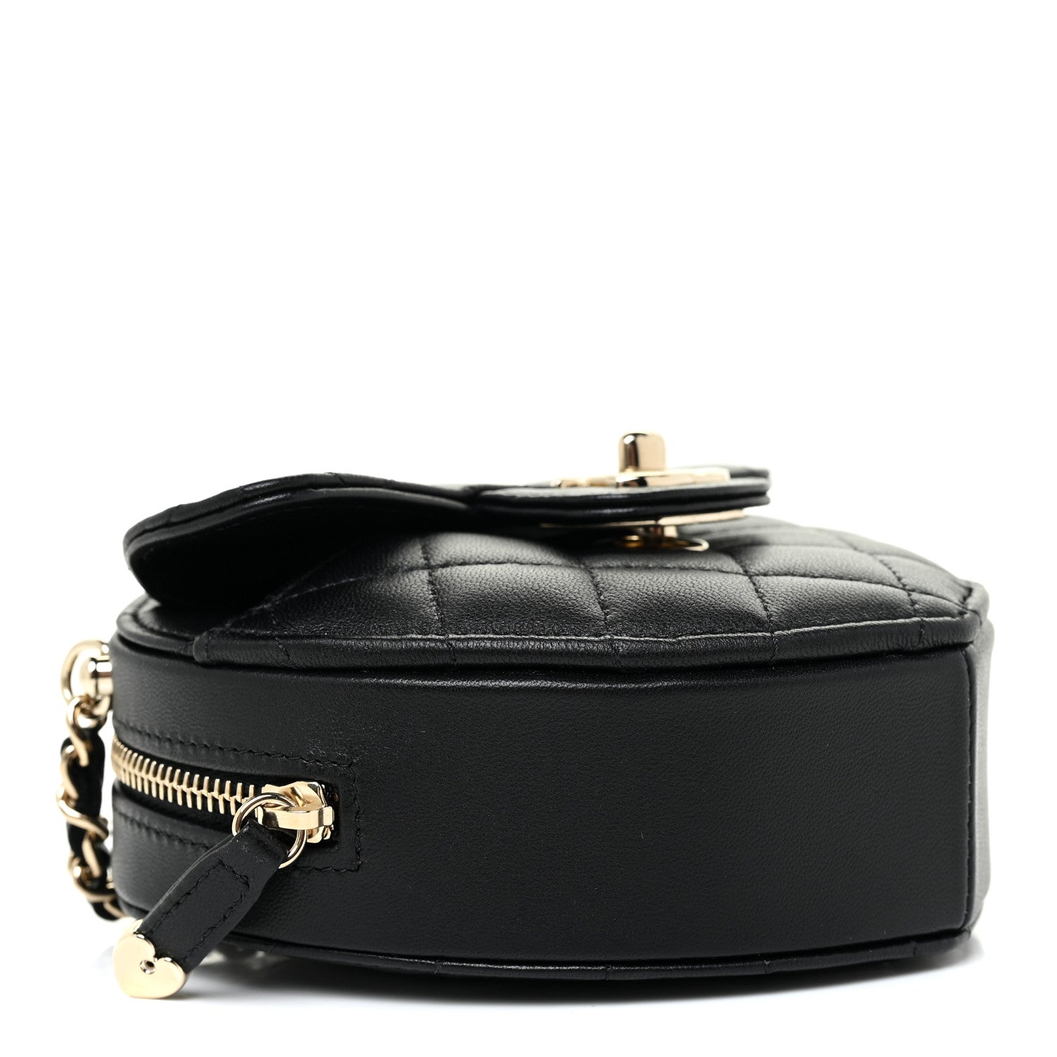 Chanel Lambskin Quilted CC In Love Heart Clutch With Chain Black 4 of 11