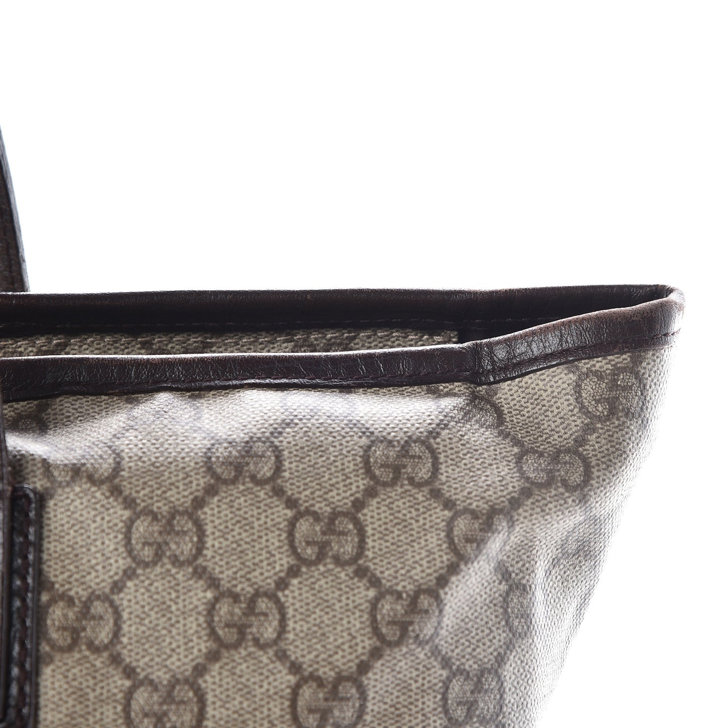 GG Supreme Monogram Medium Zippered Shopping Tote Dark Brown