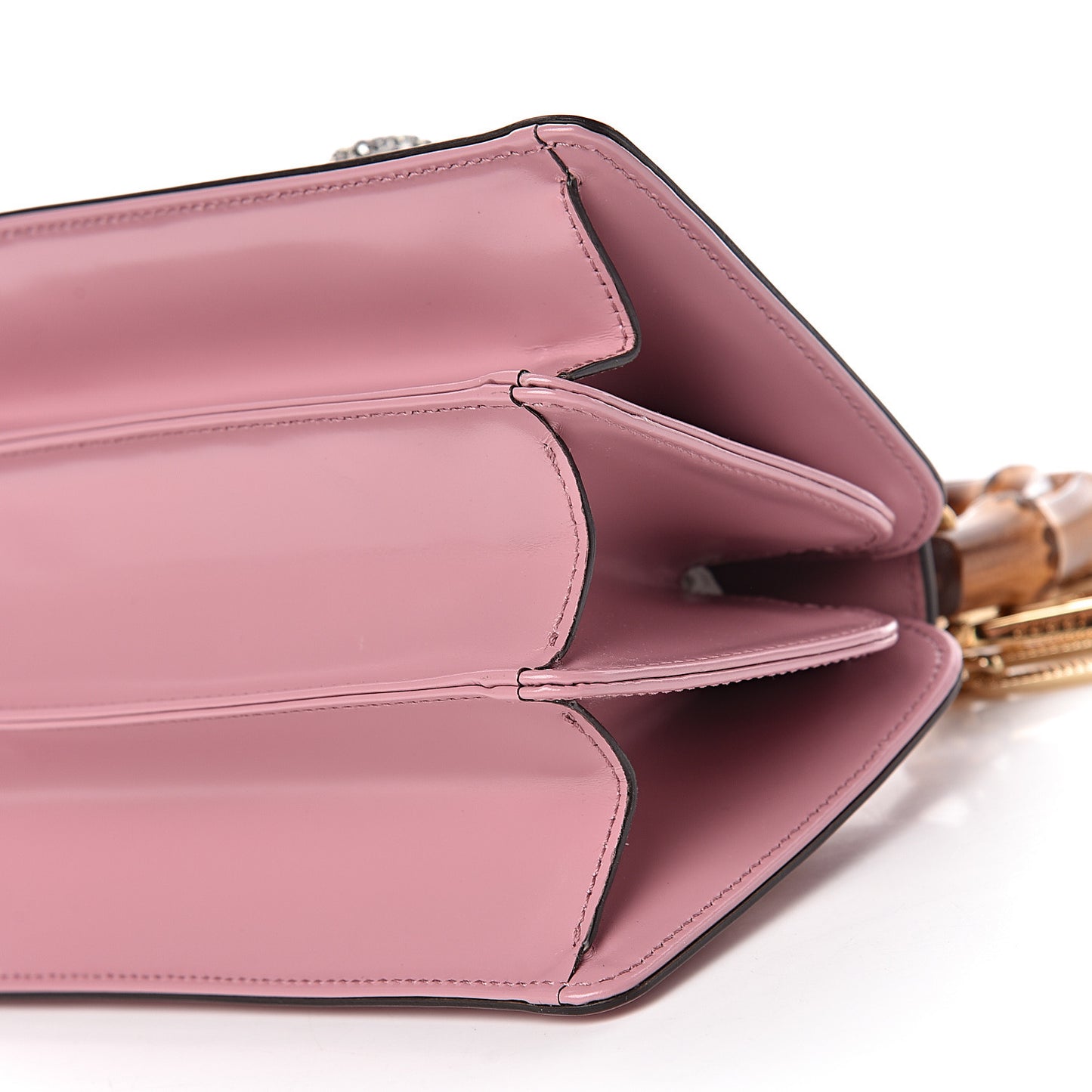 Calfskin Bamboo Crystal Mini Thiara Top Handle Bag Carmine Rose Gold