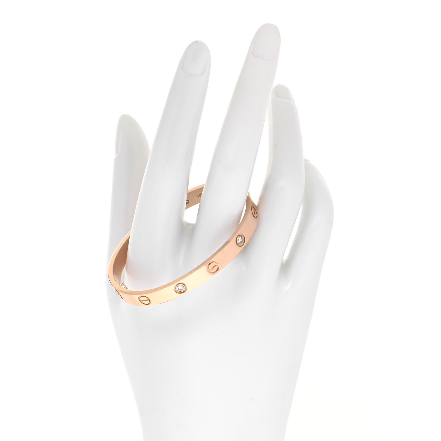 Cartier 18K Pink Gold 4 Diamond LOVE Bracelet 16 2 of 6