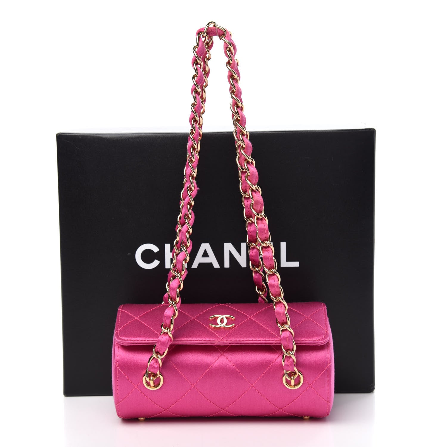 Chanel Satin Quilted Evening Bag Fuchsia 12 of 12