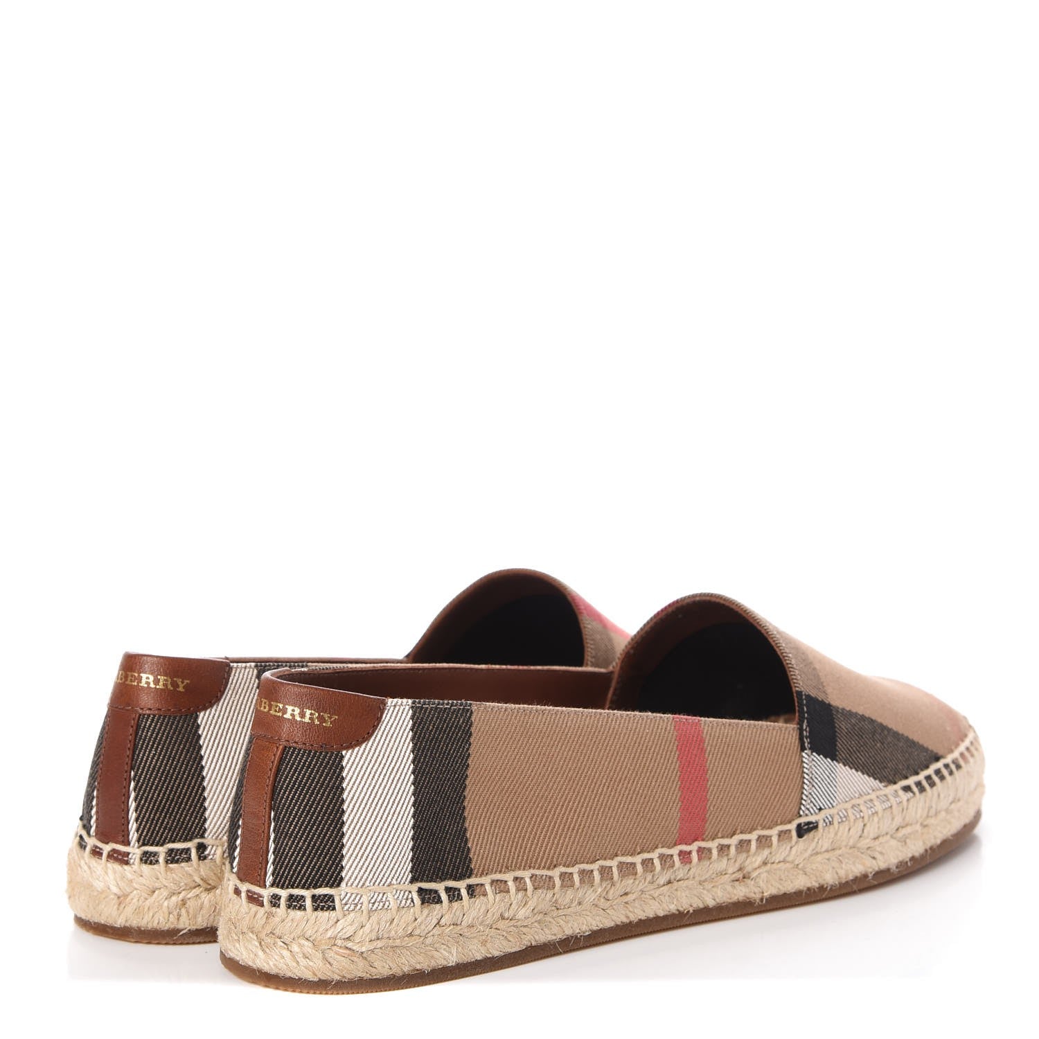 Burberry Canvas House Check Hodgeson Espadrille Flats 37 Dark Tan 4 of 10