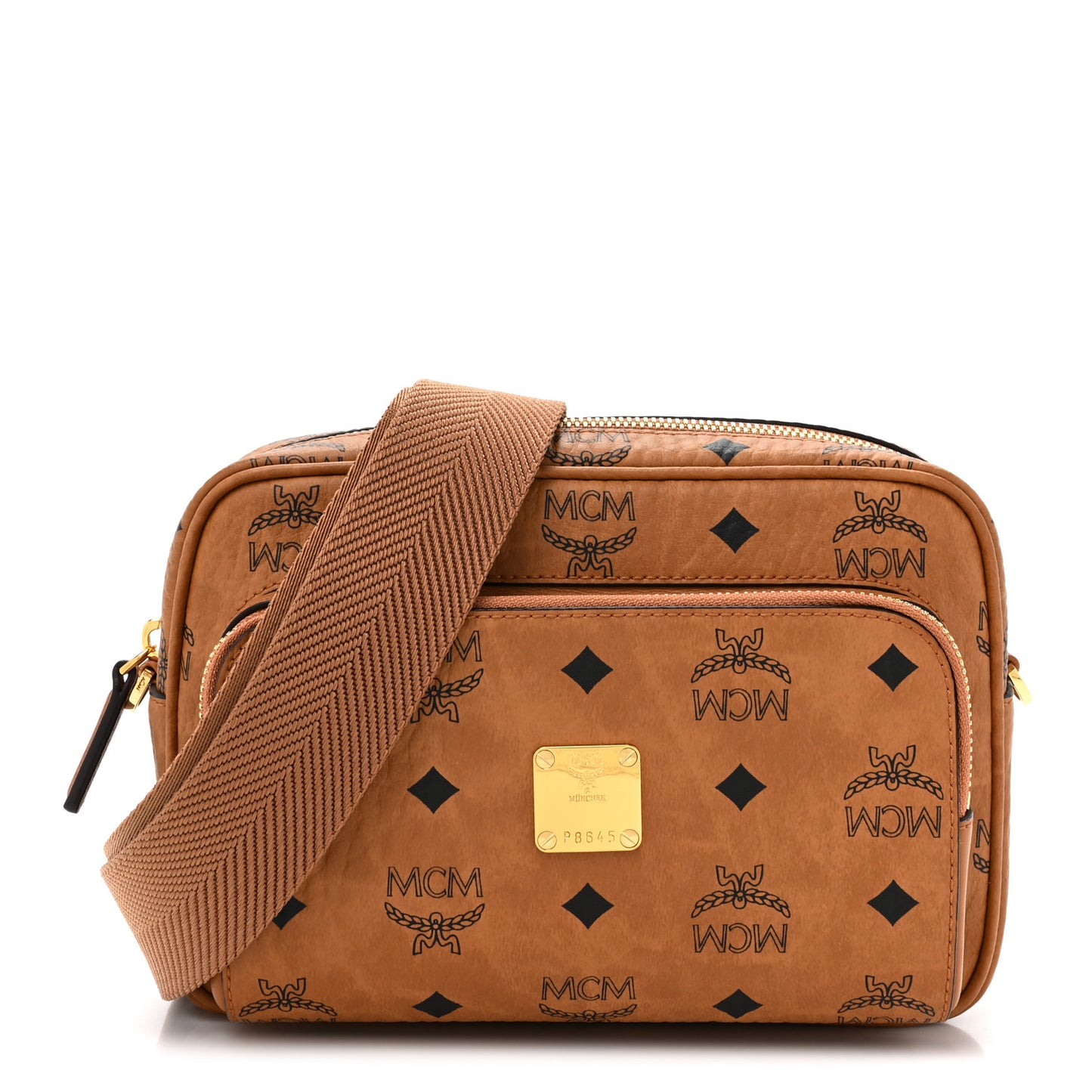Visetos Monogram Small Aren Crossbody Cognac
