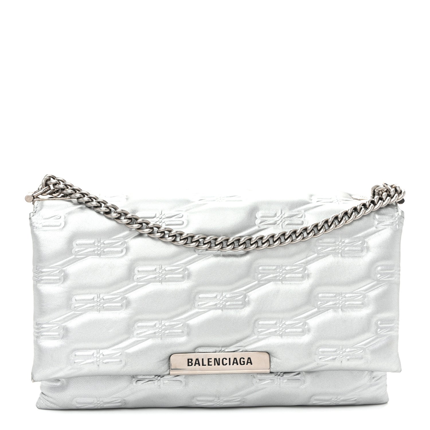 Balenciaga Nappa Allover License BB Monogram Embossed Medium Triplet Bag Silver 1 of 10