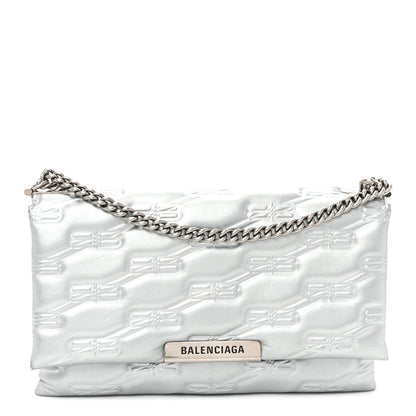 Balenciaga Nappa Allover License BB Monogram Embossed Medium Triplet Bag Silver 1 of 10
