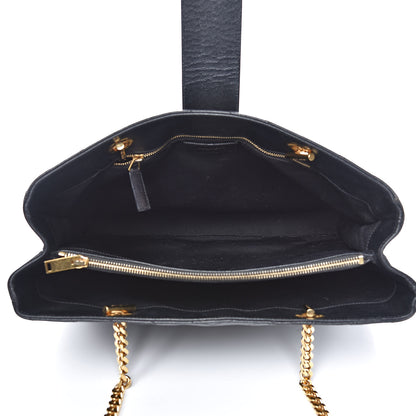 Saint Laurent Grain De Poudre Matelasse Chevron Monogram Shopping Bag Black 5 of 18