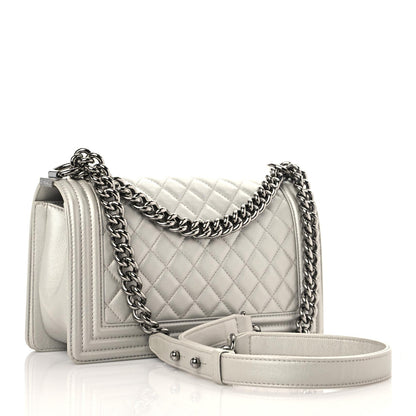 Chanel Metallic Caviar Quilted Medium Boy Flap Silver 3 of 15