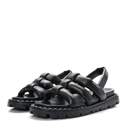 Prada Nappa Padded Blow 20mm Slingback Sandals 39 Black 3 of 8