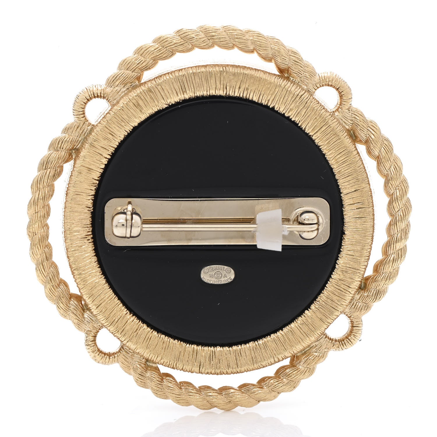Chanel Resin Crystal Pearl CC Pin Brooch Gold 3 of 5