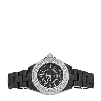 Chanel Stainless Steel Ceramic Diamond Pave Bezel 33mm J12 Quartz Watch Black 2 of 5