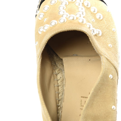 Chanel Suede Pearl CC Espadrilles 35 Beige Black 11 of 13