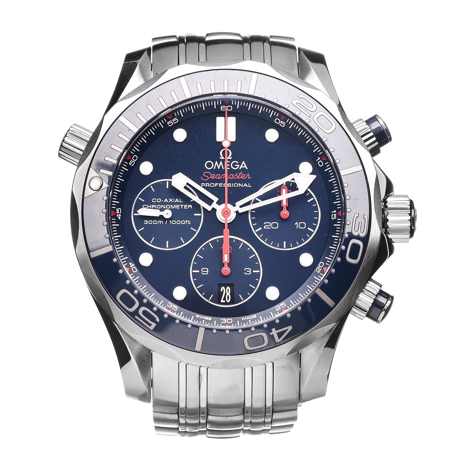 Omega Stainless Steel 44mm Seamaster Chronograph Automatic Watch Blue 212.30.44.50.03.001 1 of 8