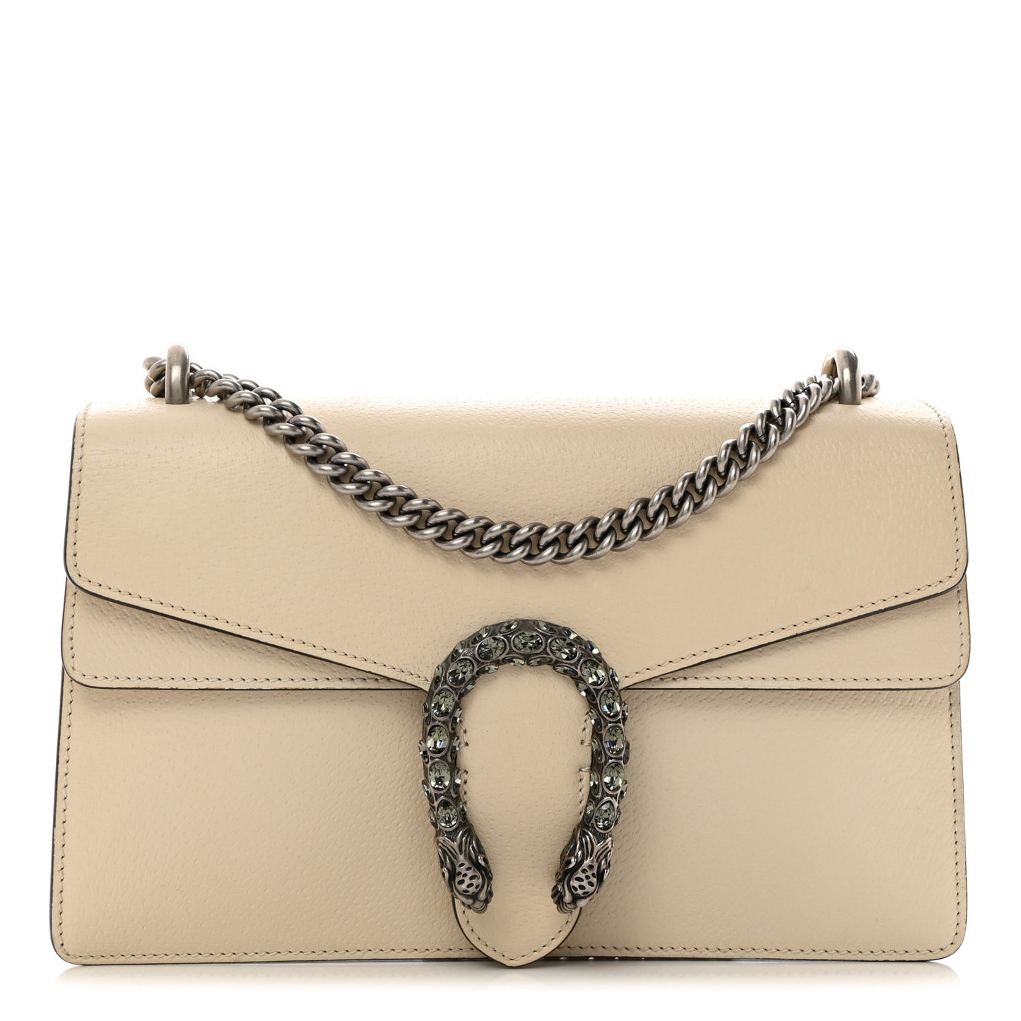 Textured Calfskin Crystal Small Dionysus Shoulder Bag Mystic White