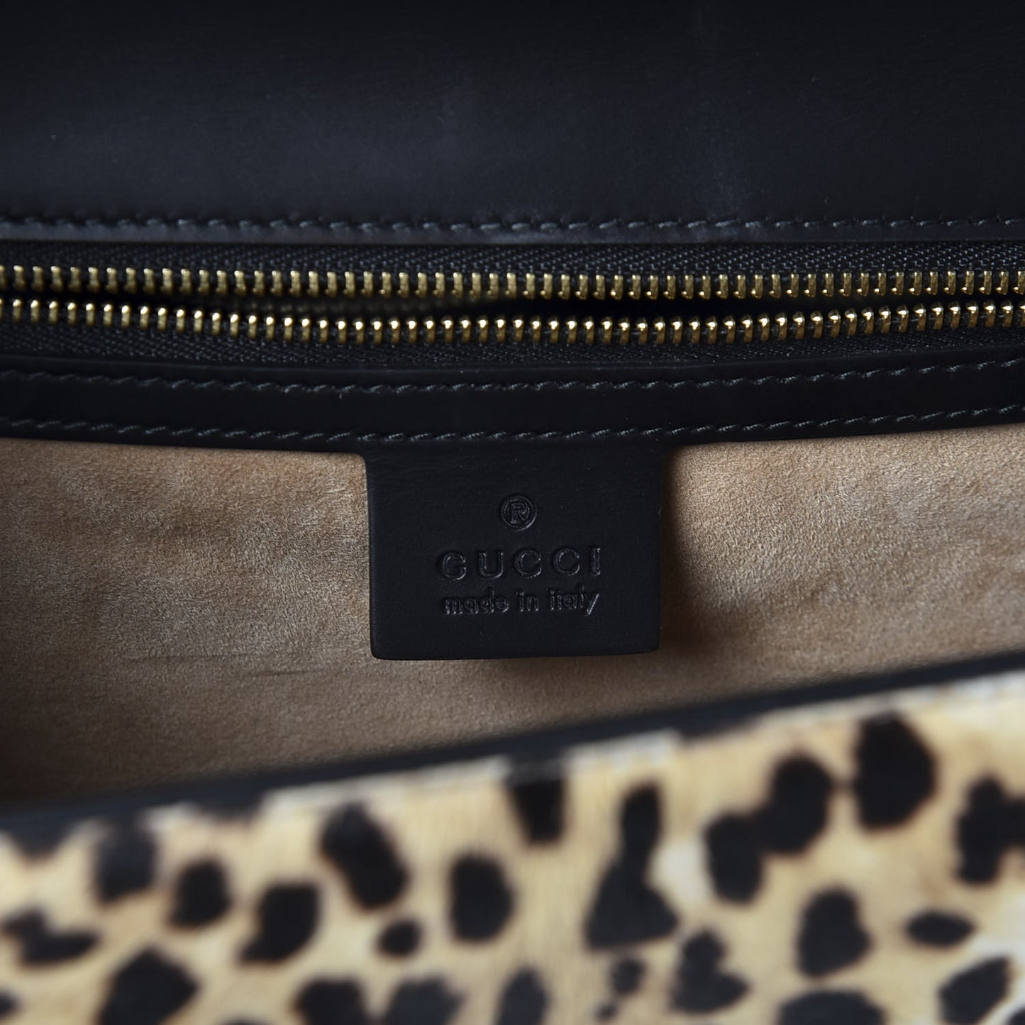 Calf Hair Leopard Print Medium Sylvie Top Handle Bag Naturale Black