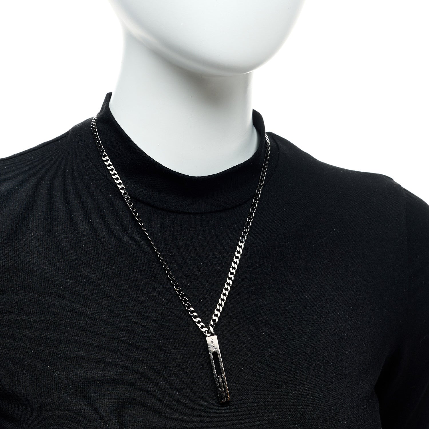 Gucci Darkened Sterling Silver G Bar Pendant Necklace 2 of 7