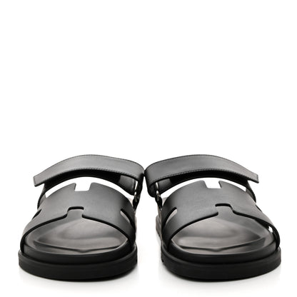 Hermes Calfskin Womens Chypre Sandals 40 Black 2 of 9