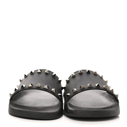 Valentino Garavani Rubber Rockstud Slide Sandals 39 Black 2 of 8