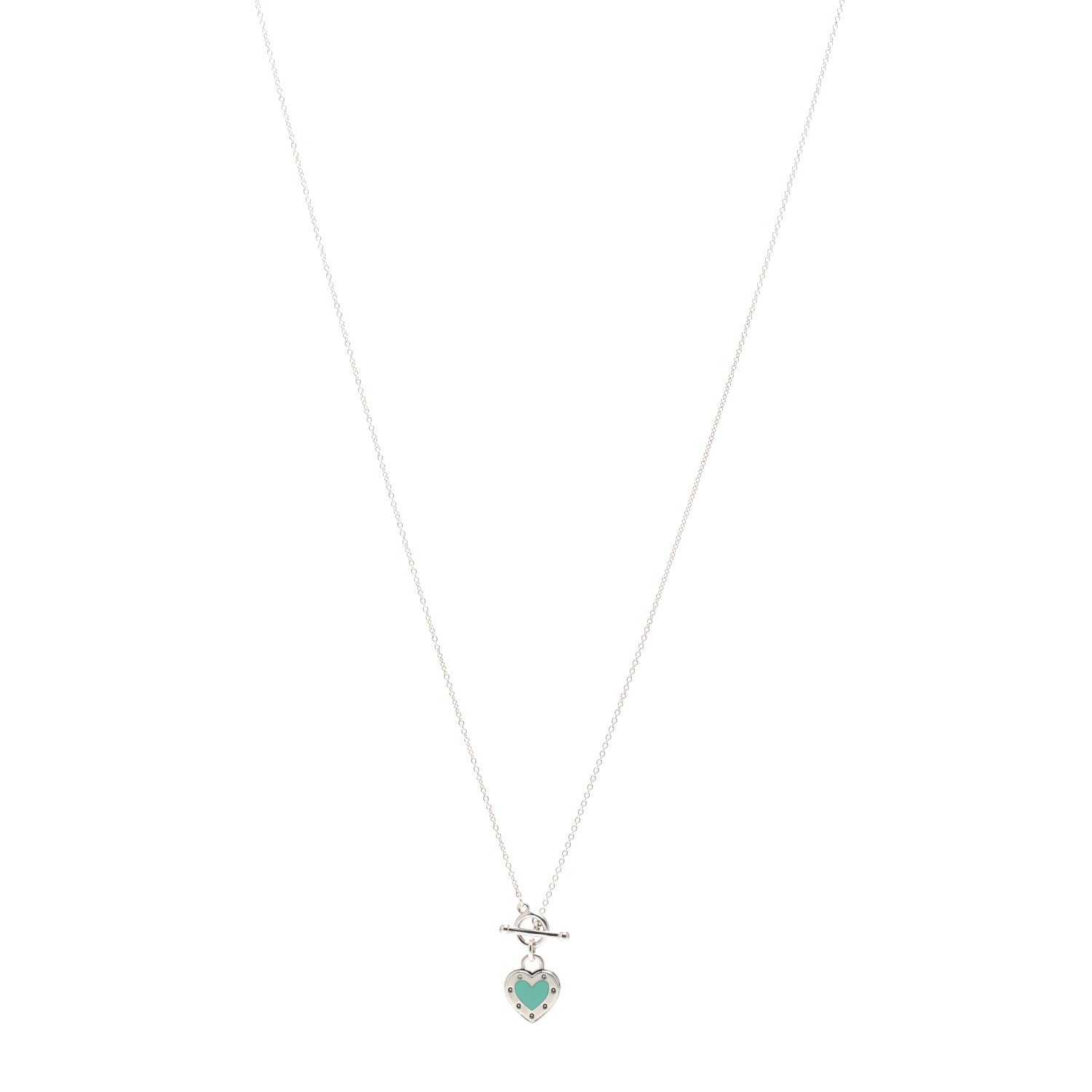 Tiffany Sterling Silver Enamel Return to Tiffany Love Heart Necklace Blue 1 of 4