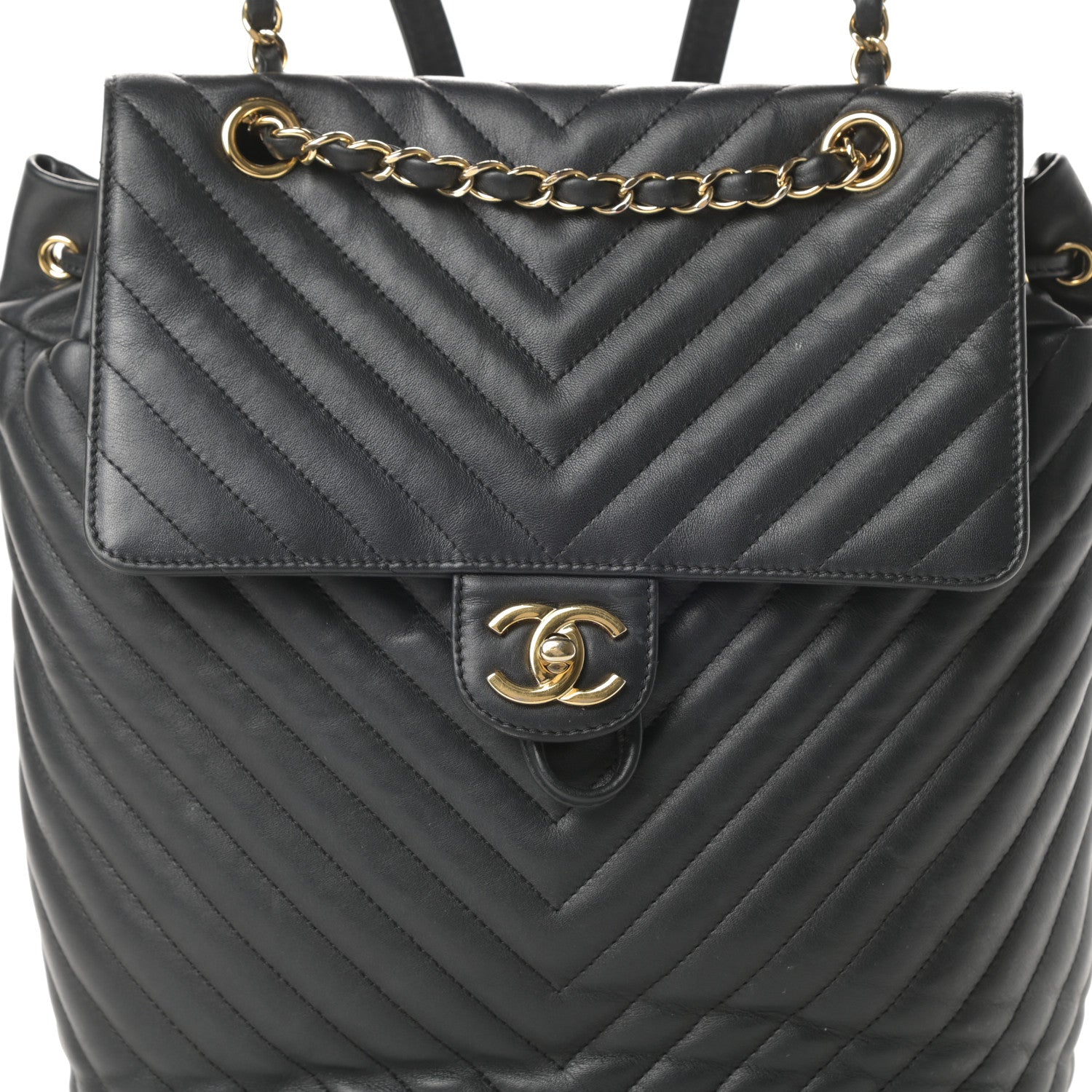 Chanel Calfskin Chevron Quilted Large Urban Spirit Backpack Black 8 of 14