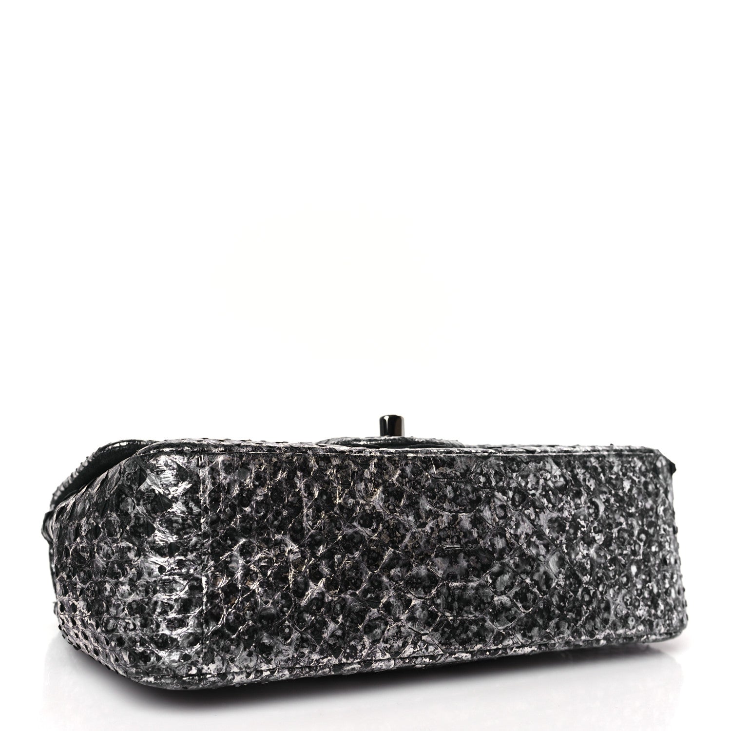 Chanel Metallic Snakeskin Mini Rectangular Flap Silver Black 4 of 9