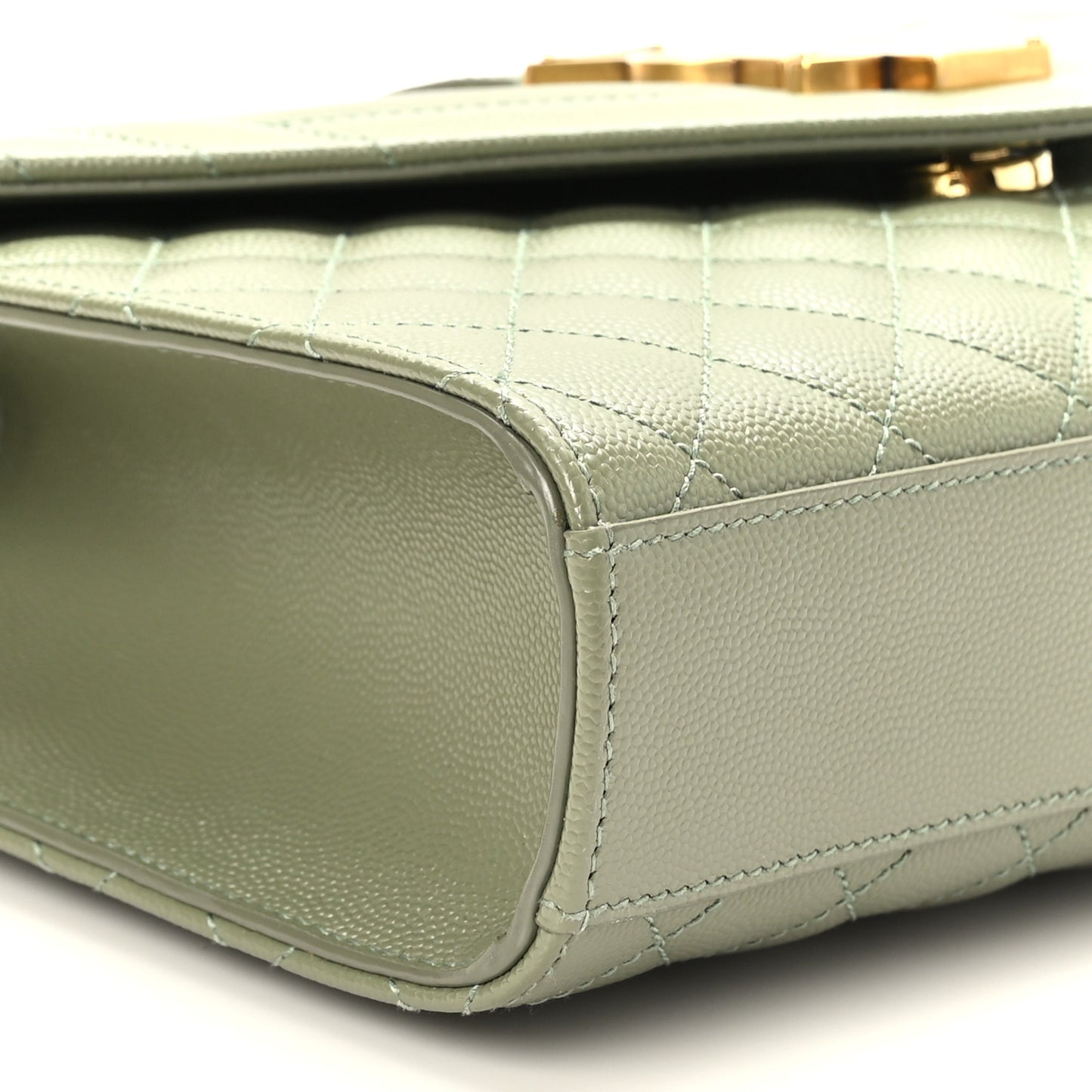 Grain De Poudre Textured Mixed Matelasse Triquilt Medium Monogram Satchel Light Sage