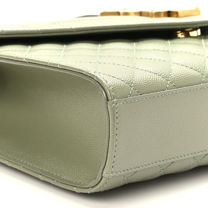 Saint Laurent Grain De Poudre Textured Mixed Matelasse Triquilt Medium Monogram Satchel Light Sage 8 of 9