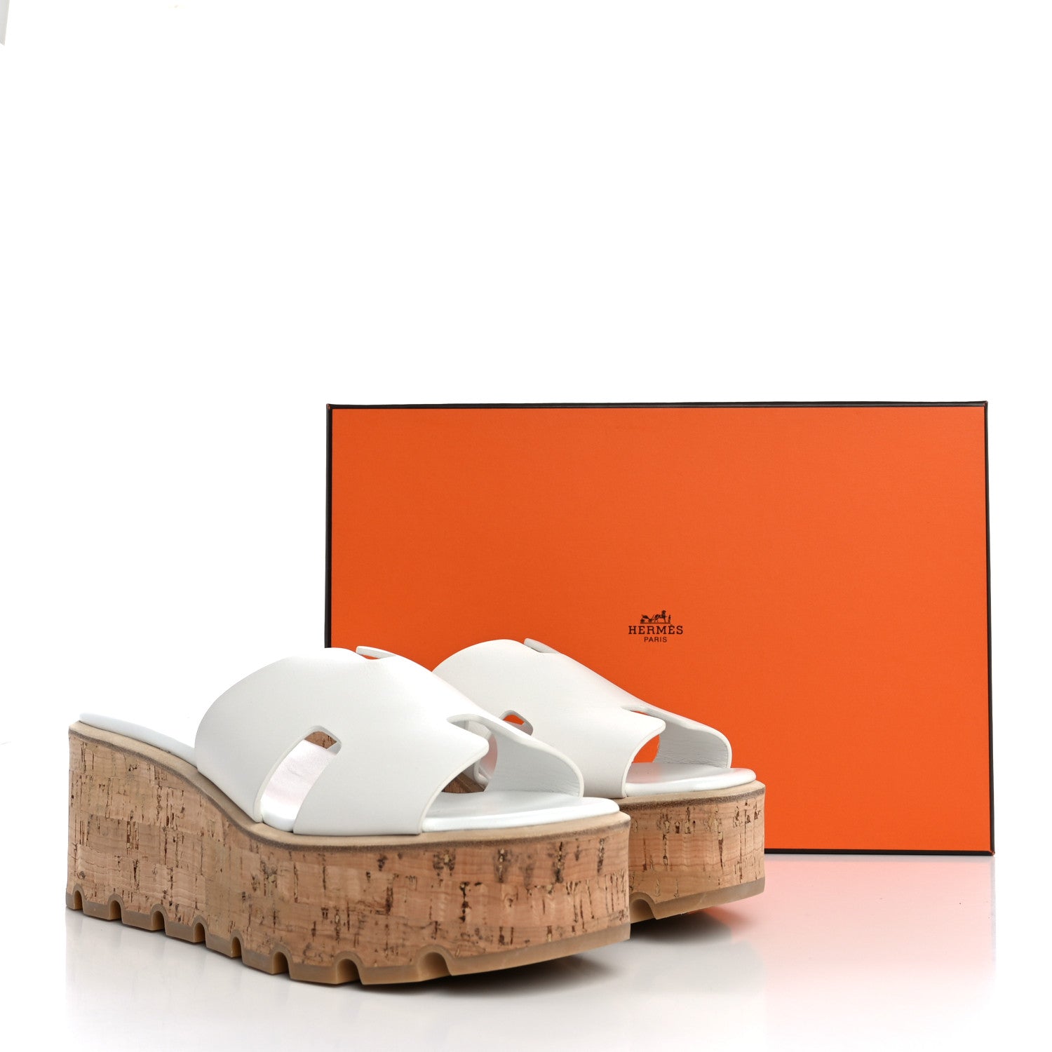 Hermes Calfskin Cork Eze 30 Sandals 37 White 12 of 12