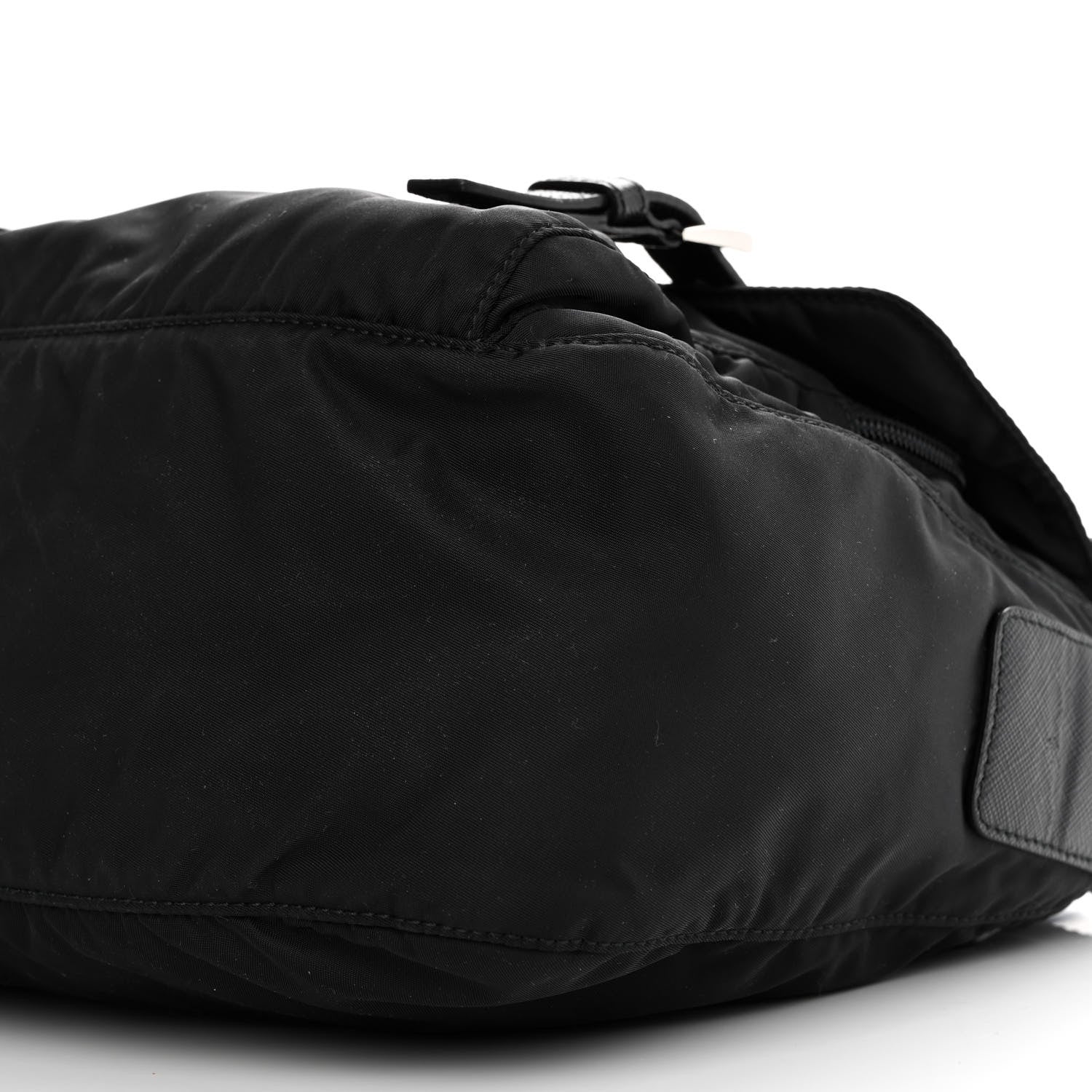 Prada Re-Nylon Vela Saffiano Pocket Double Buckle Messenger Shoulder Bag Black 11 of 13