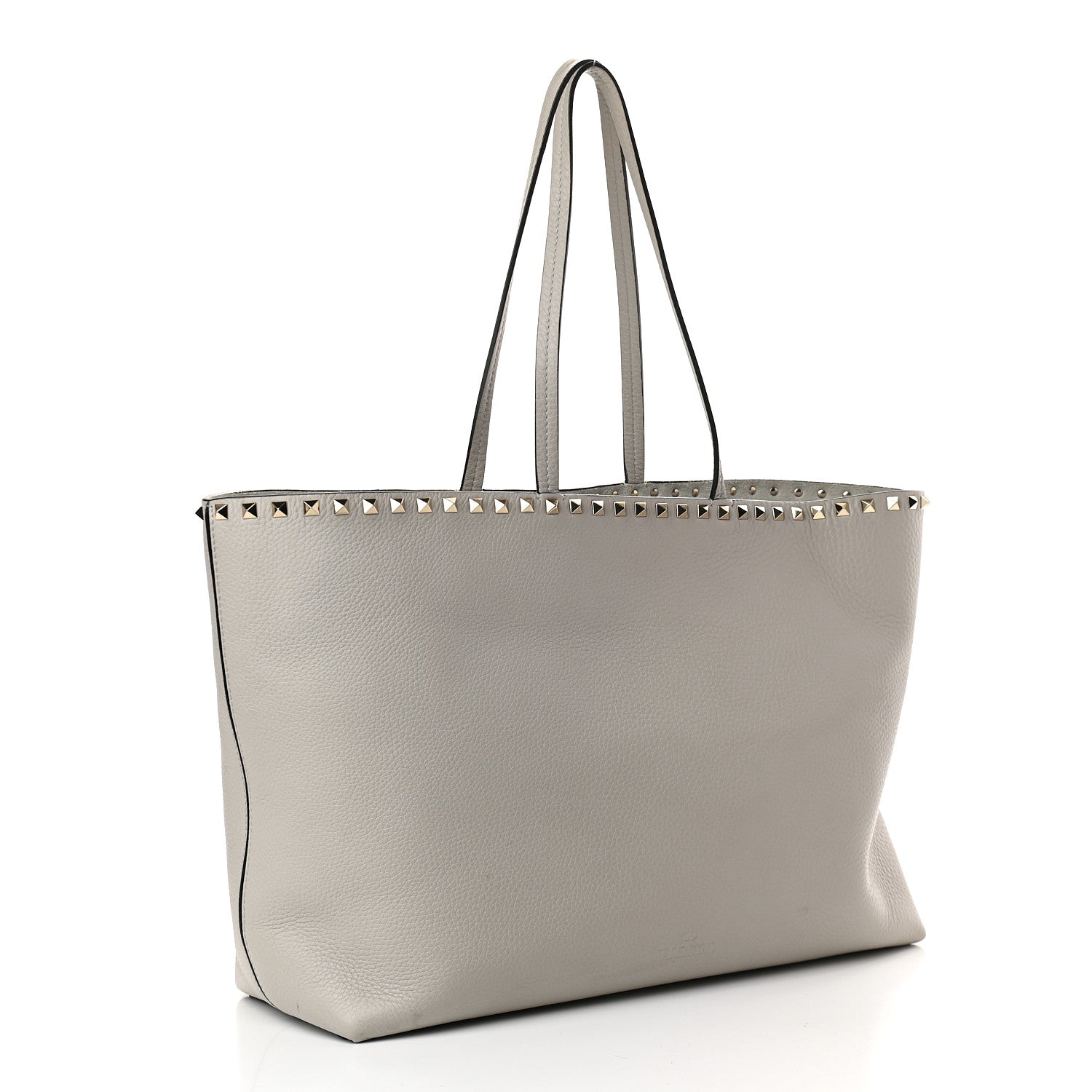 Valentino Garavani Grained Calfskin Rockstud Shoulder Tote Pastel Grey 2 of 7