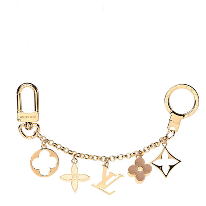 Louis Vuitton Brass Enamel Fleur De Monogram Bag Charm Chain Gold 1 of 4
