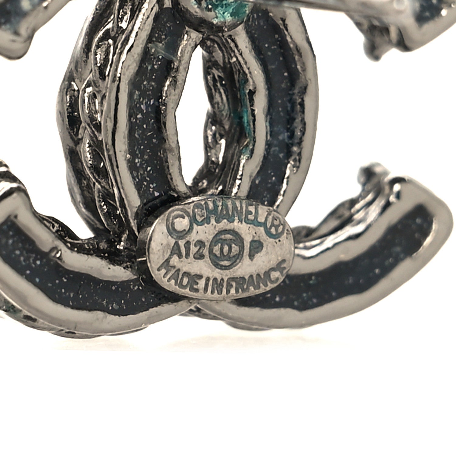 Chanel Ruthenium Crystal CC Earrings Black 4 of 4