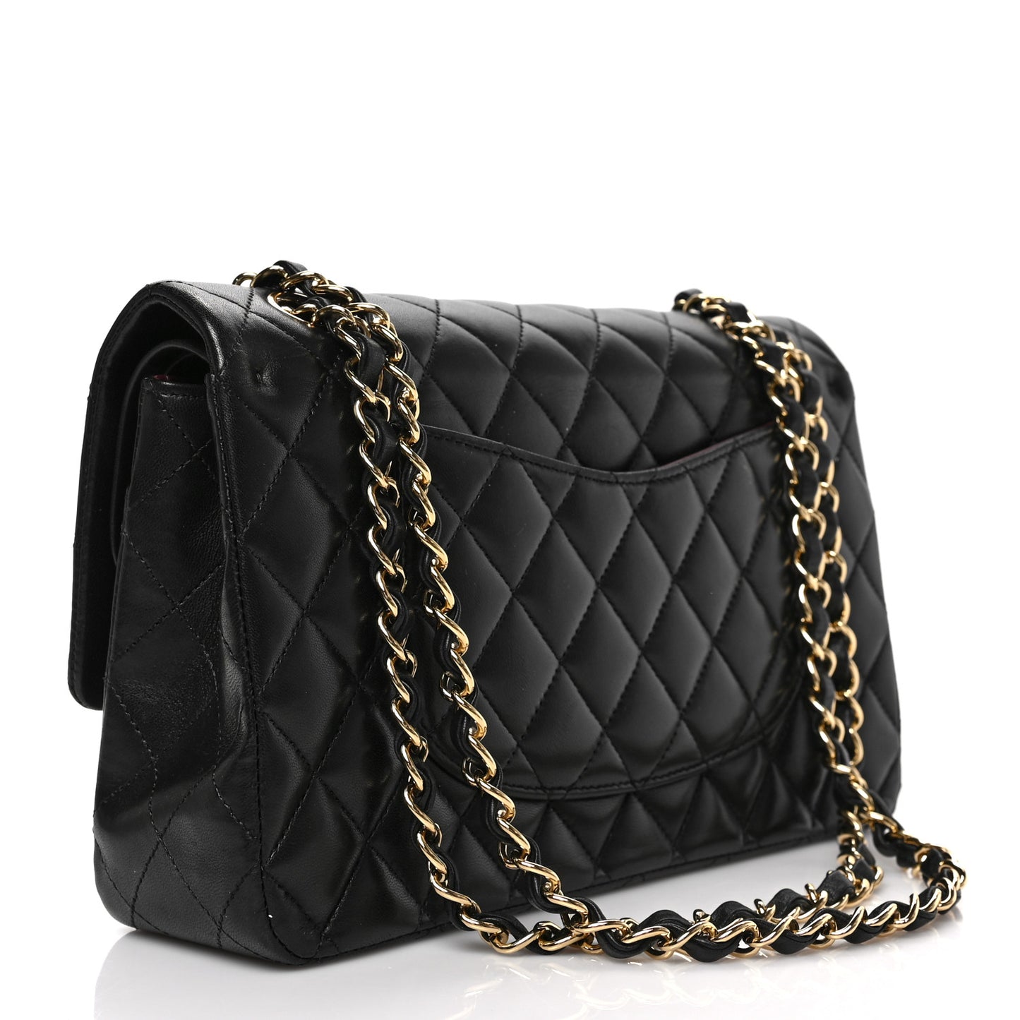 Lambskin Quilted Medium Double Flap Black