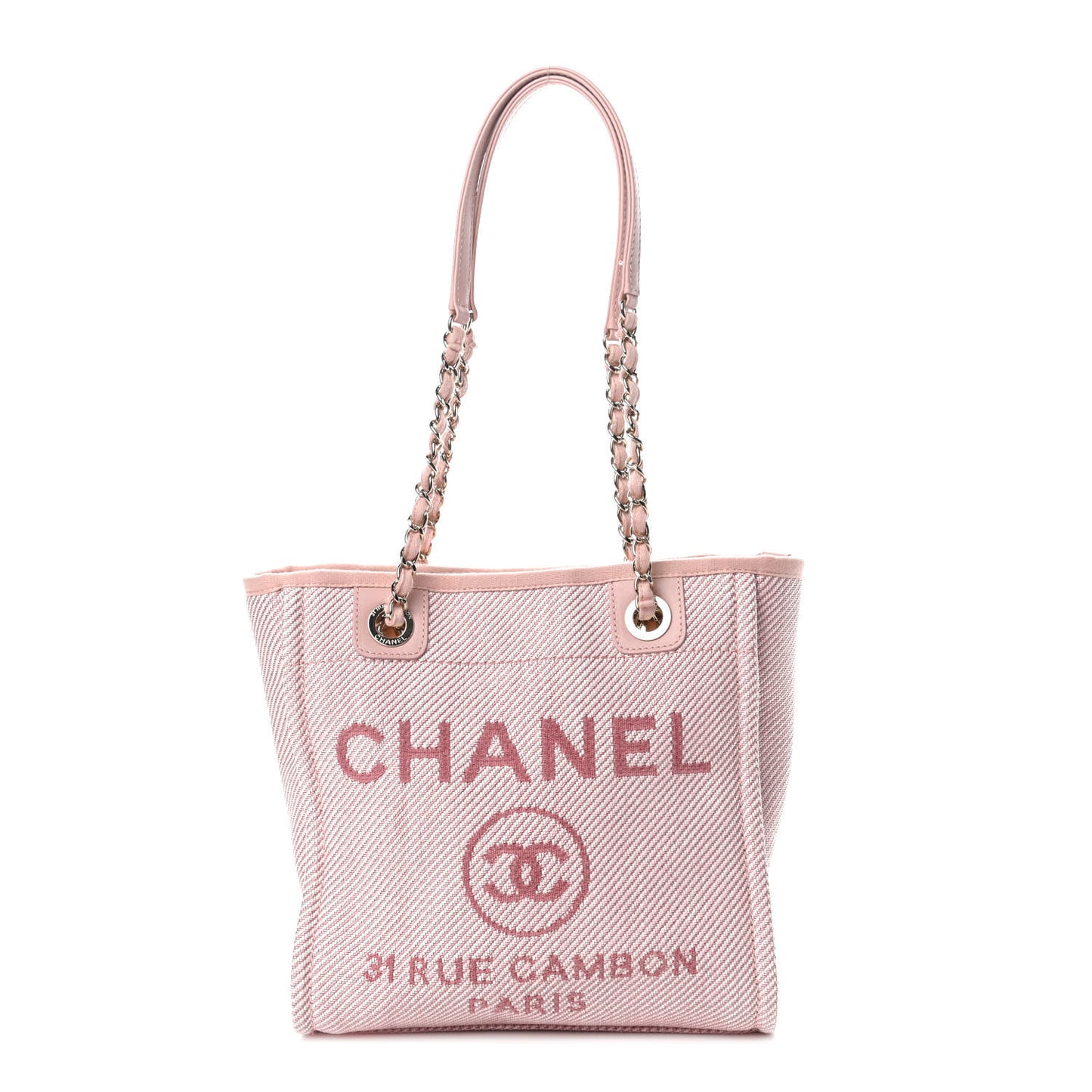 Mixed Fibers Calfskin Mini Deauville Tote Rose Pink