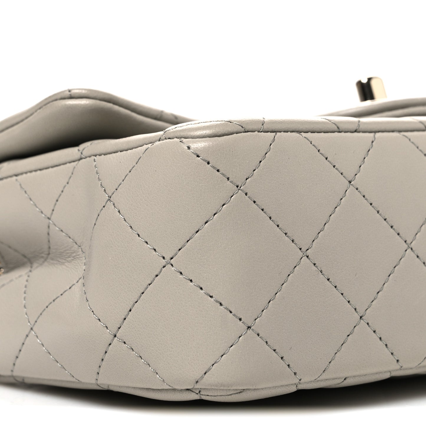 Lambskin Quilted Mini Rectangular Flap Grey