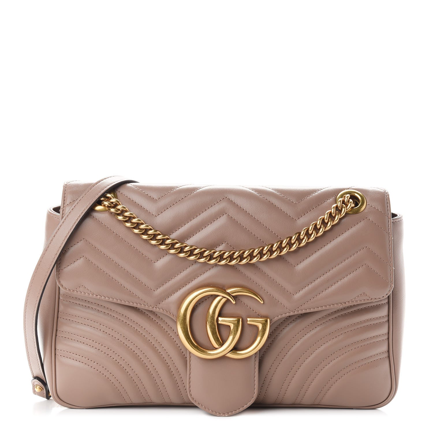 Gucci Calfskin Matelasse Medium GG Marmont Shoulder Bag Porcelain Rose 1 of 10