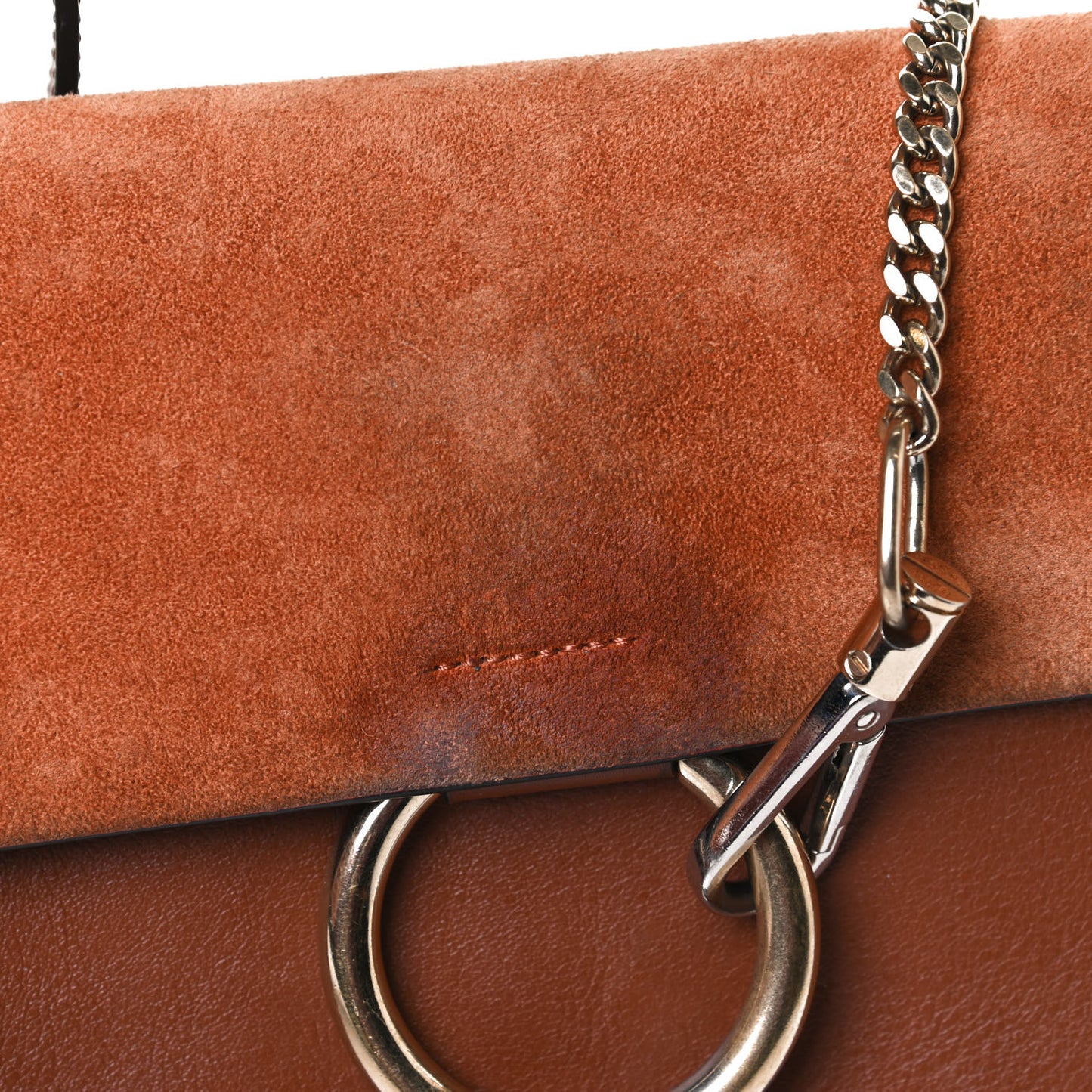 Suede Calfskin Small Faye Shoulder Bag Tobacco